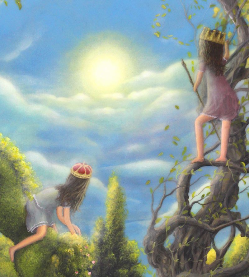 "Children of the Sun" Original Painting by fantasy fairy tale landscape artist Philippe Fernandez