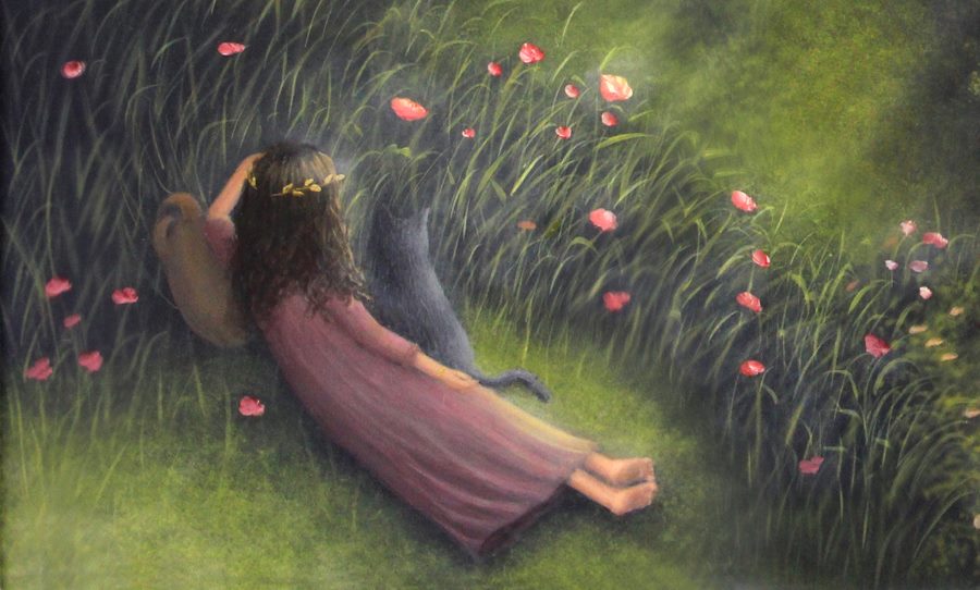 "Children of the Sun" Original Painting by fantasy fairy tale landscape artist Philippe Fernandez