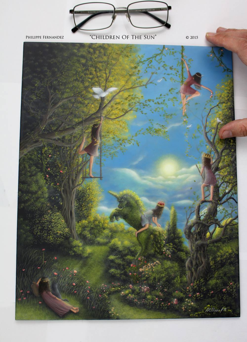 "Children of the Sun" Original Painting by fantasy fairy tale landscape artist Philippe Fernandez