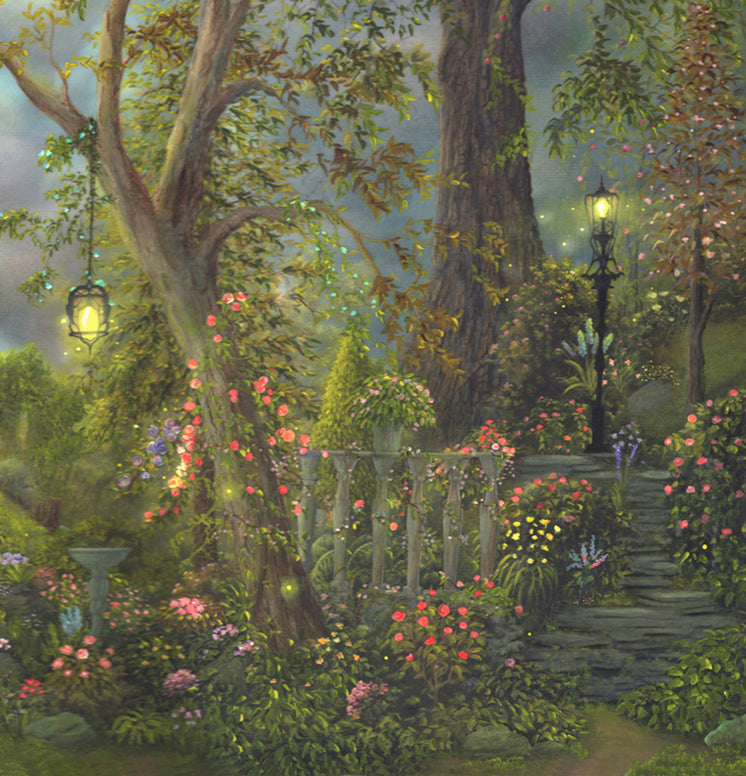 "Honoring The Bear" Original painting by fantasy fairy tale landscape artist Philippe Fernandez