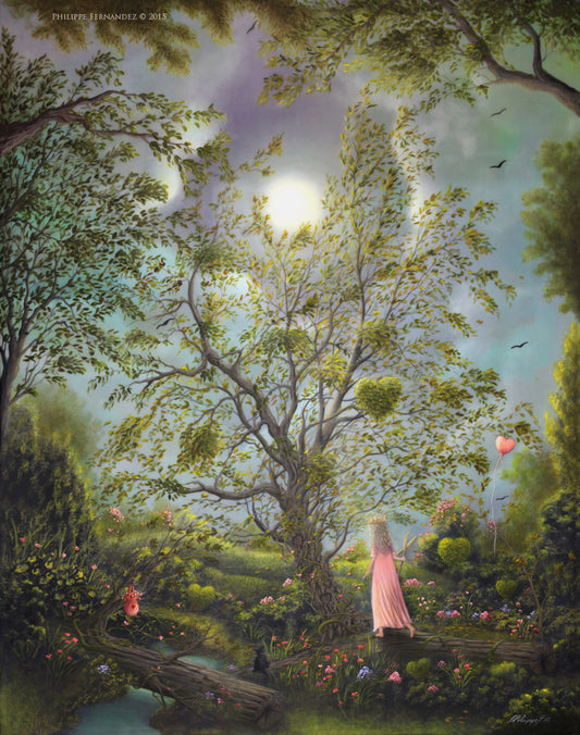 "Queen Of Hearts" Original painting by fantasy fairy tale landscape artist Philippe Fernandez