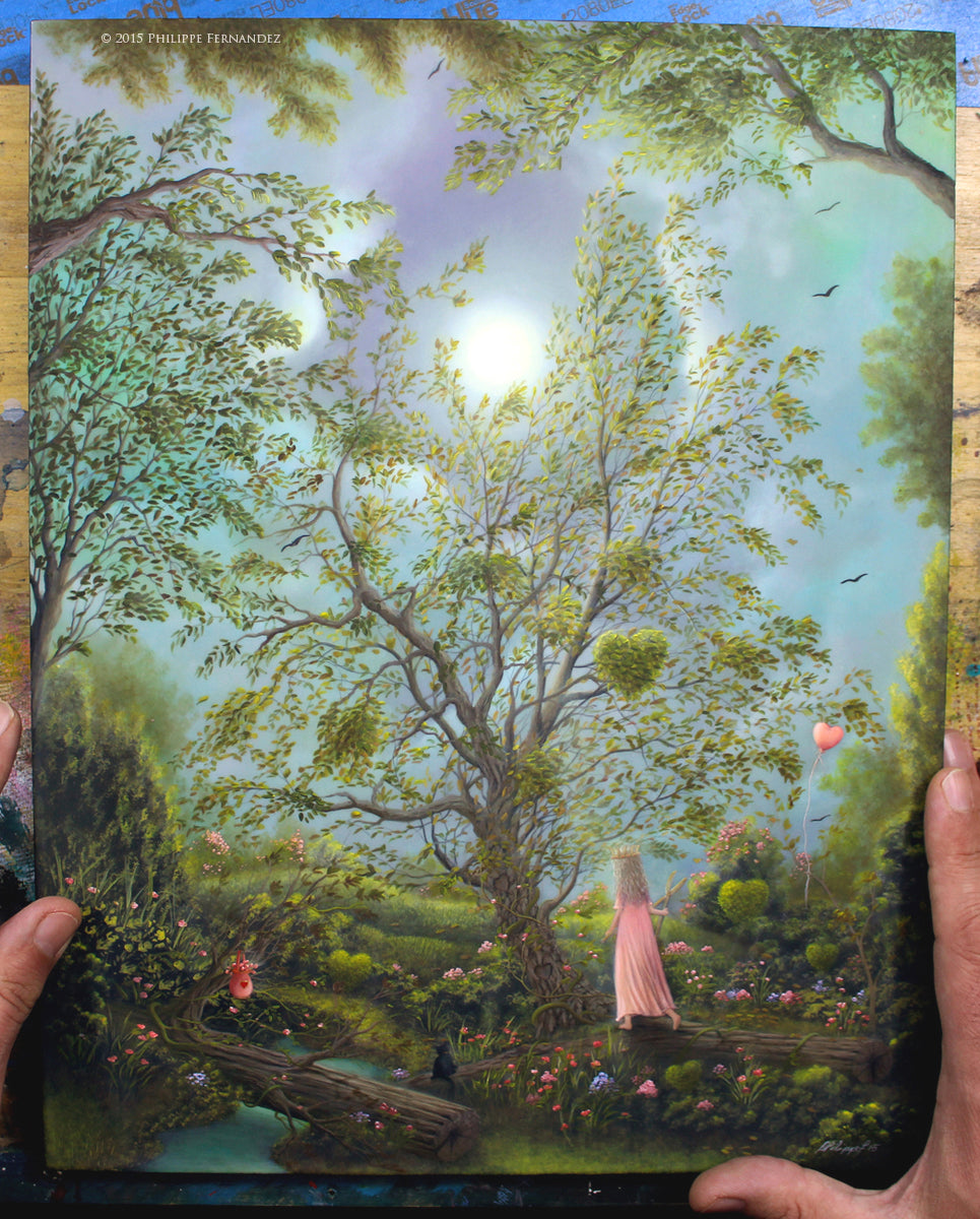 "Queen Of Hearts" Original painting by fantasy fairy tale landscape artist Philippe Fernandez