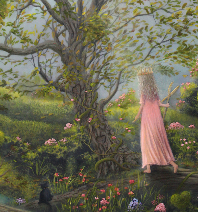 "Queen Of Hearts" Original painting by fantasy fairy tale landscape artist Philippe Fernandez