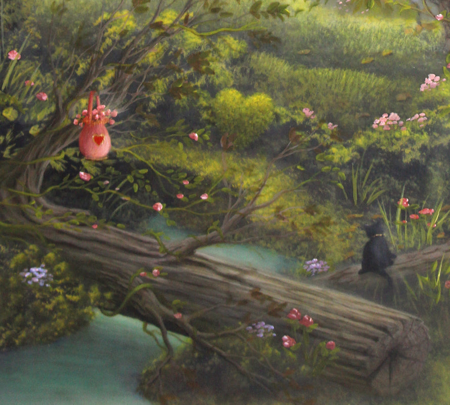 "Queen Of Hearts" Original painting by fantasy fairy tale landscape artist Philippe Fernandez