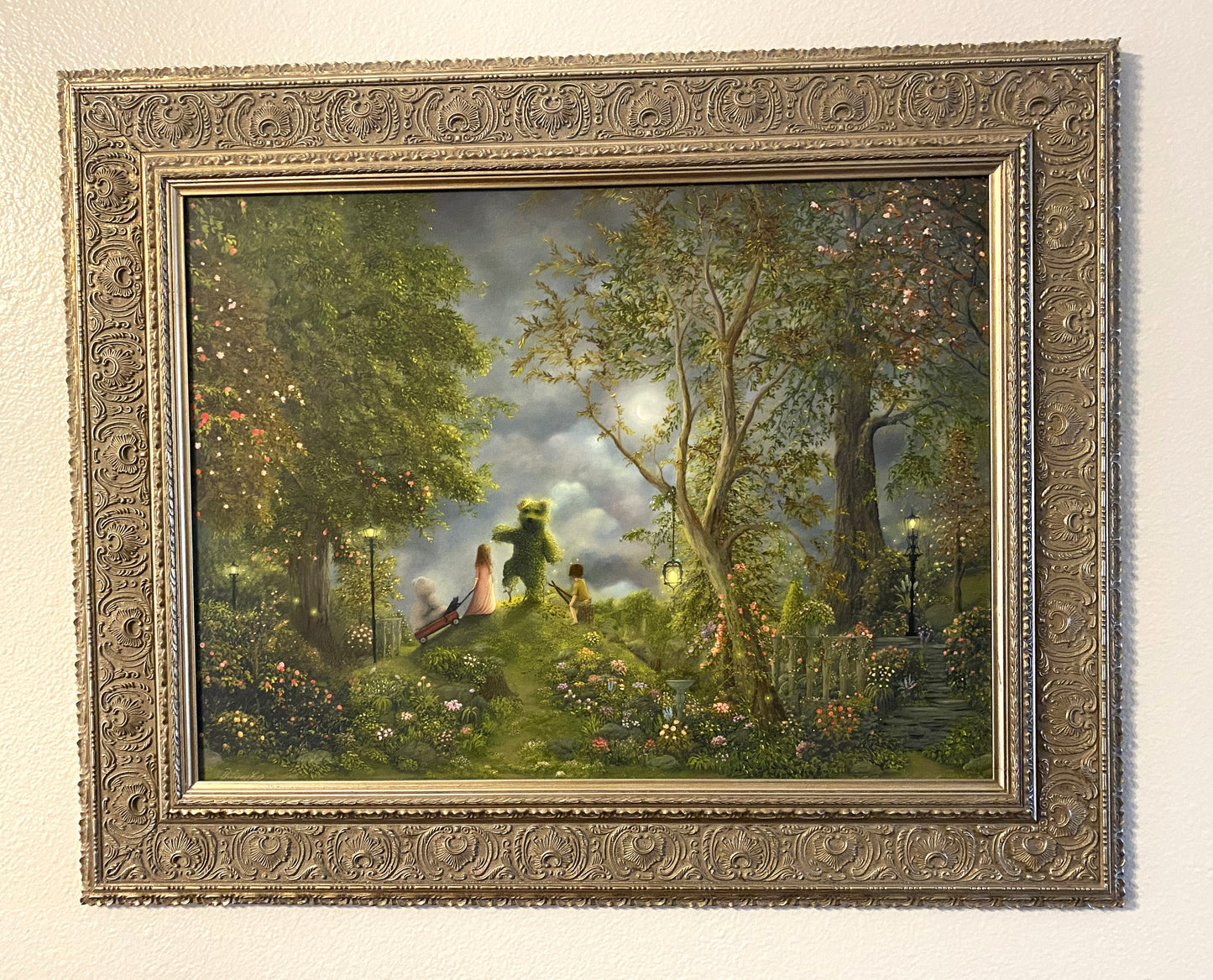 "Honoring The Bear" Original painting by fantasy fairy tale landscape artist Philippe Fernandez