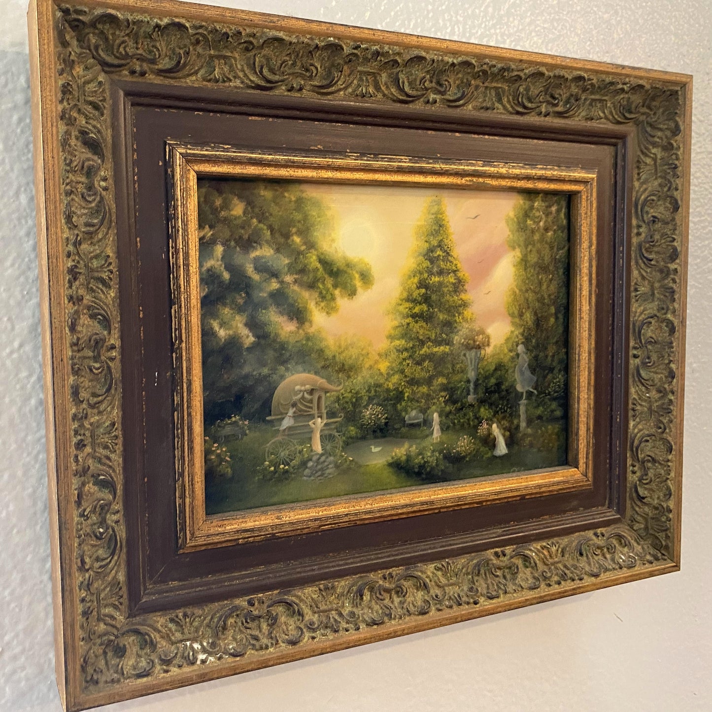 "Playing Cinderella" Original painting by fantasy fairy tale landscape artist Philippe Fernandez