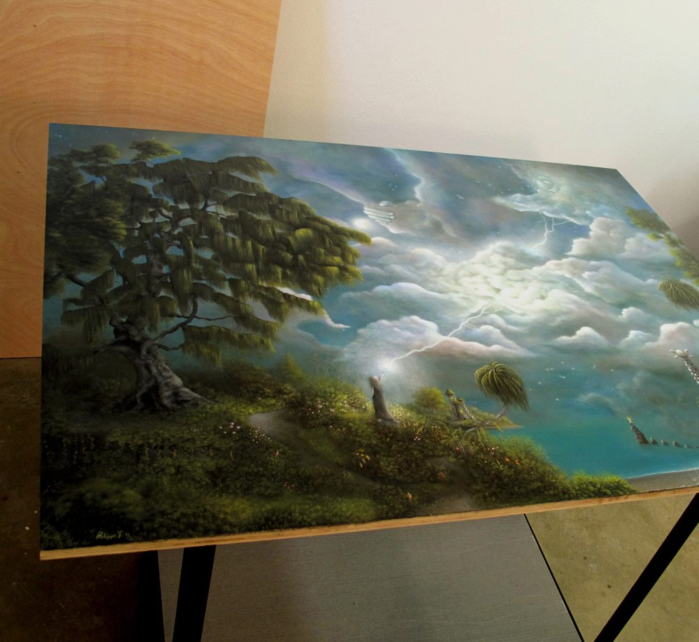 "Witch Island" Original painting by fantasy fairy tale landscape artist Philippe Fernandez