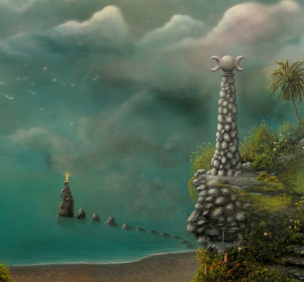 "Witch Island" Original painting by fantasy fairy tale landscape artist Philippe Fernandez