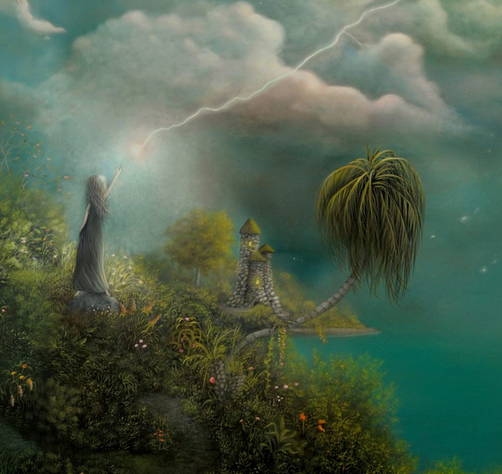 "Witch Island" Original painting by fantasy fairy tale landscape artist Philippe Fernandez